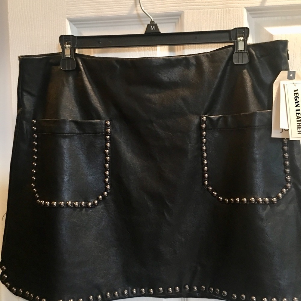 So Cute! Vegan Leather Studded Skirt